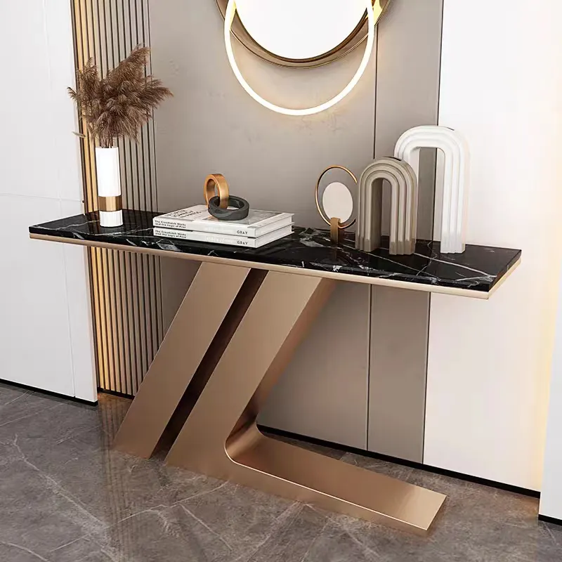 Meubles de salon Table console en marbre Table console en acier inoxydable Table d'appoint moderne de luxe