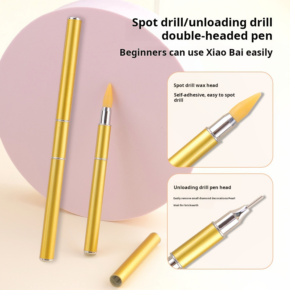 Crayon diamant manucure double embout doré