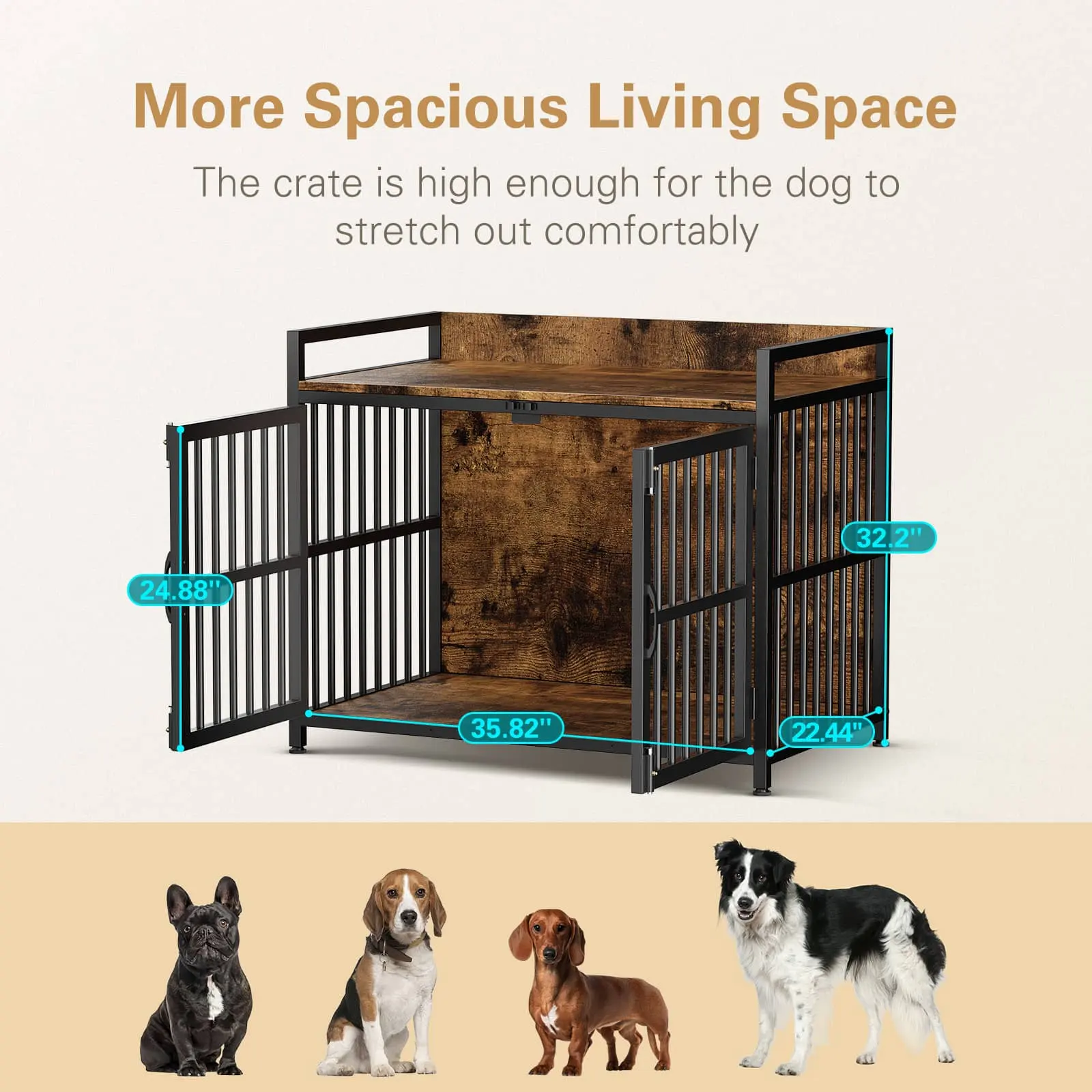 Cage pour animaux de compagnie cage pour chien porte coulissante souple meubles Style bois fil de bois maison intérieur rustique chenil chien caisses pour grands chiens