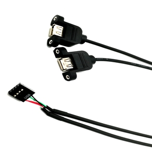 Dual USB2.0 a Female to Dupont 9pin <strong>Cable</strong> with PH2.54 or PH2.0 9pin Connector <strong>Cable</strong> High Quality Factory Manufacture - Product Image 5