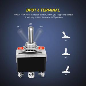Heavy Duty Rocker Toggle Switch 15A 250V 20A 125V 6 Pin DPDT 3 <strong>Way</strong> <strong>ON</strong>-Off-<strong>ON</strong> Latching Switch with Waterproof Cap for Car Boat - Product Image 4