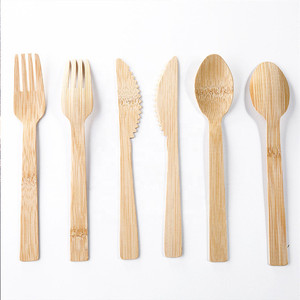 Bamboo Cutlery Set Knife Fork Spoon Single Use Cutlery One Time Use Dinner <strong>Ware</strong> Table <strong>Ware</strong> - Product Image 3