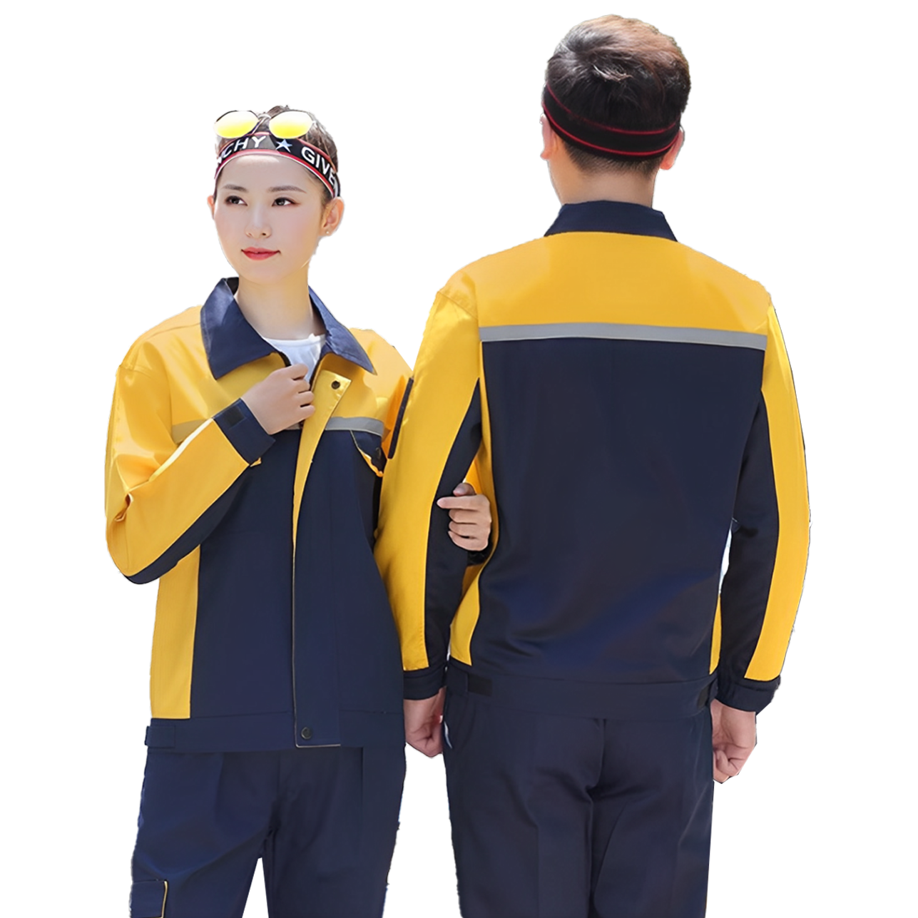 Veste Up Jaune Vers le Bas Bleu Marine
