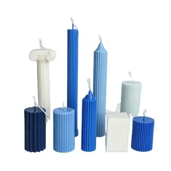 J2W16 New Acrylic Round Roman Columns Cylinder Rib Mold For Candle Making Long Geometric Plastic 3D Candle Pillar Mould