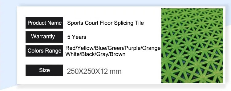 High Quality Interlocking Tiles Futsal Floor PP Plastic Suspended Modular Indoor Purple Yellow Green Hockey Basketball Red White
