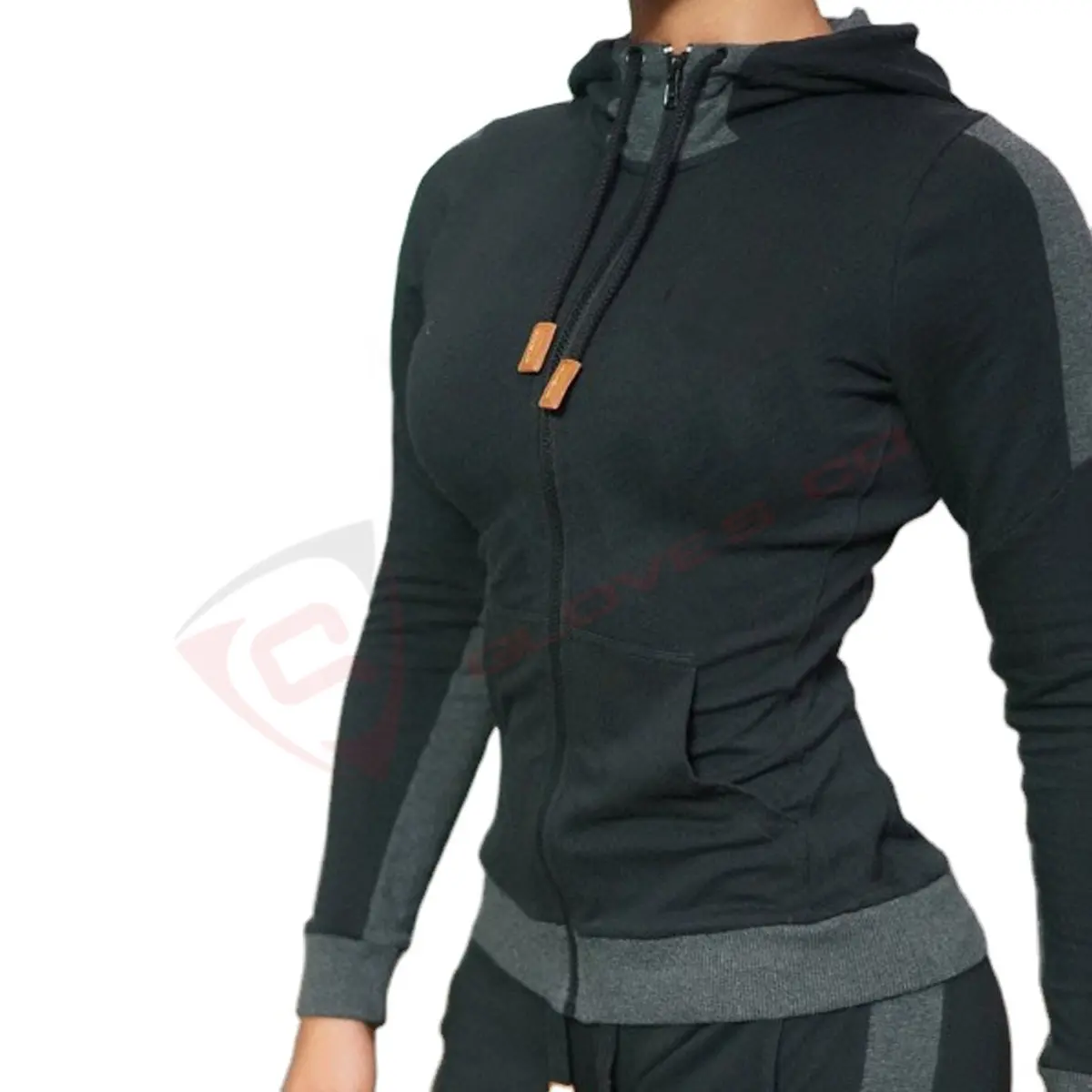 Otoño Invierno deportes correr-Fitness al aire libre personalizado ajustado Casual 100% algodón Patchwork mujeres sudaderas con capucha