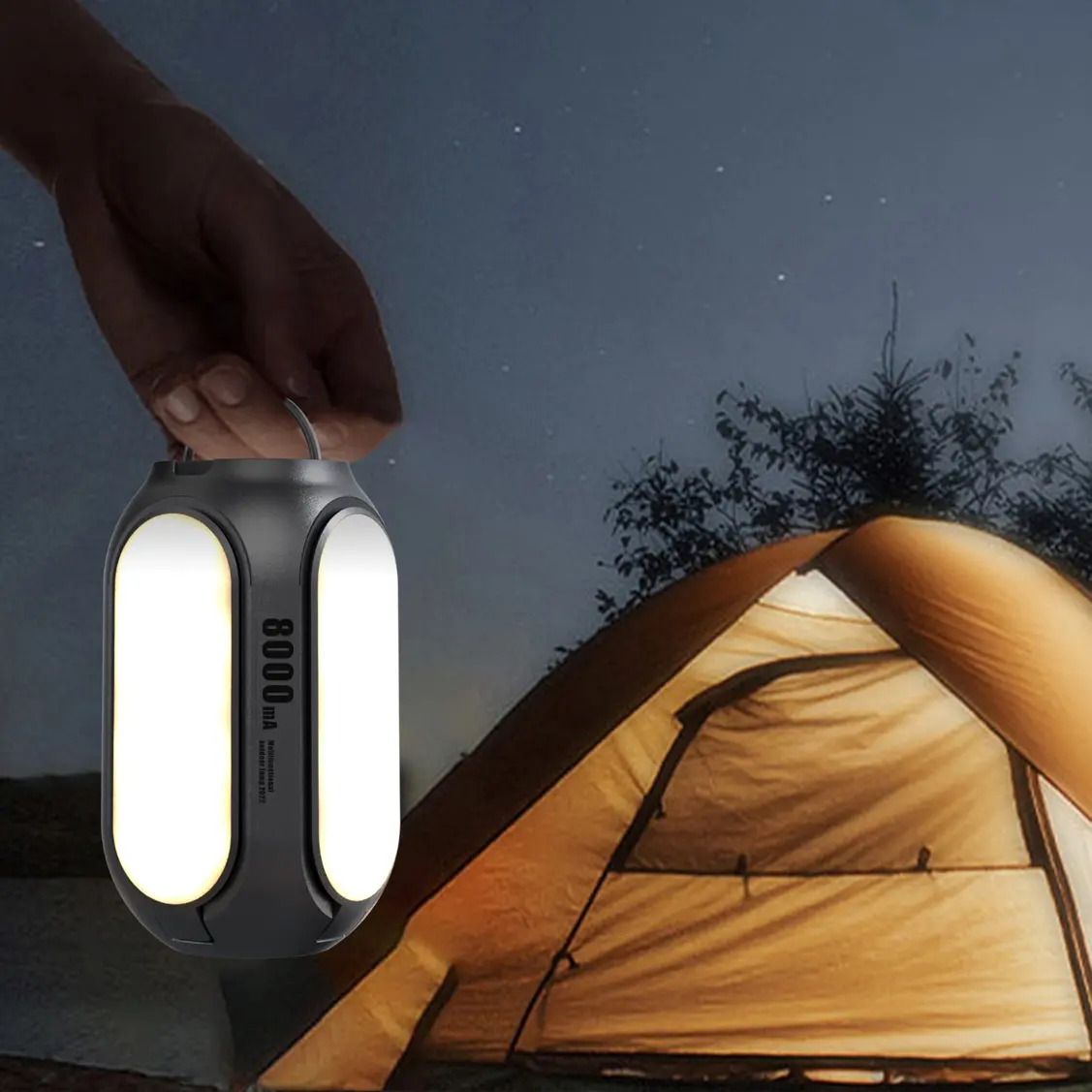 Luci a LED per esterni impermeabili senza fili con torcia e luce SOS di emergenza e lampada da campeggio con lanterna per tenda Power Bank