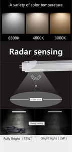 レーダーモーションセンサーLEDチューブT8 LEDライトLEDライトLEDチューブ5フィート地下駐車場用 - Product Image 6