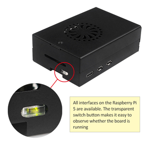 <strong>Raspberry</strong> <strong>Pi</strong> 5 Aluminum Alloy Shell Protective Shell Black Metal <strong>Case</strong> for Rpi 5th Compatible with Cooling Fan and Radiator - Product Image 5