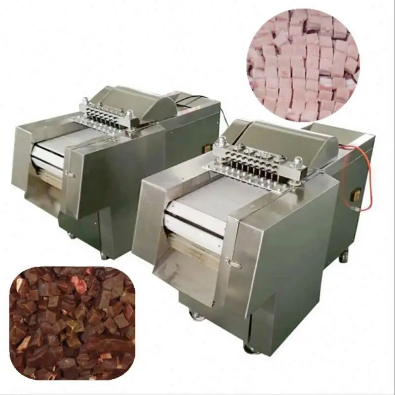 Máquina de corte de tiras de bacon em aço inoxidável, máquina de corte de cubos de carne, máquina de corte