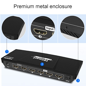TESmart 4x2 HDMI矩阵将4个超高清信号源路由到2个4k显示器红外接收器和面板键盘选择独立输入 - Product Image 2