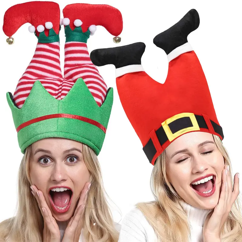 Decorações do Natal engraçado vermelho perna chapéu crianças adulto palhaço chapéu atividades do partido