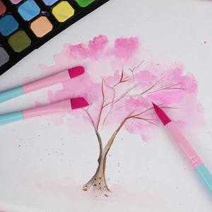 Sanat kaynağı özel 16 adet profesyonel toptan pembe mavi sanat yüz boyama fırça vücut boyama fırçası