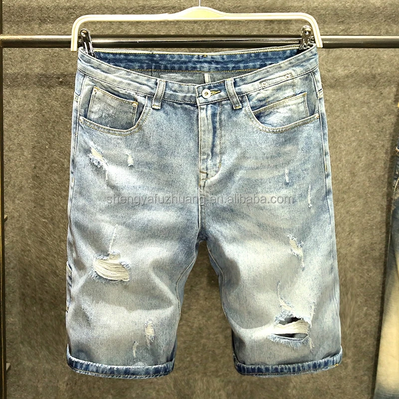 Summer new men's Denim Shorts men's jeans tight shorts