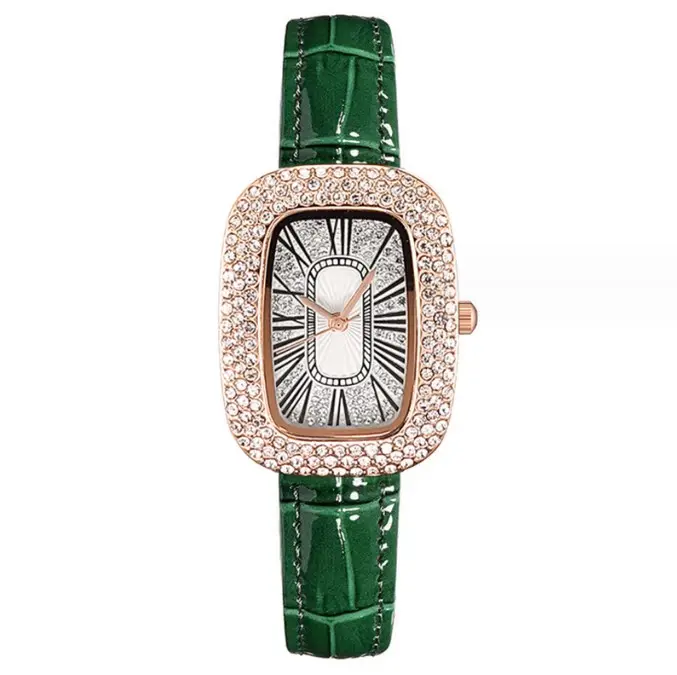 Wholesale Women's Watches Crystal PU Leather Watch Decoration Quartz Girls Watch