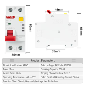 AC220V dispositivo di protezione guasti RCBO RCCB MCB interruttore interrotto sovraccarico terra perdita di corto circuito di protezione AFDD-63 - Product Image 3