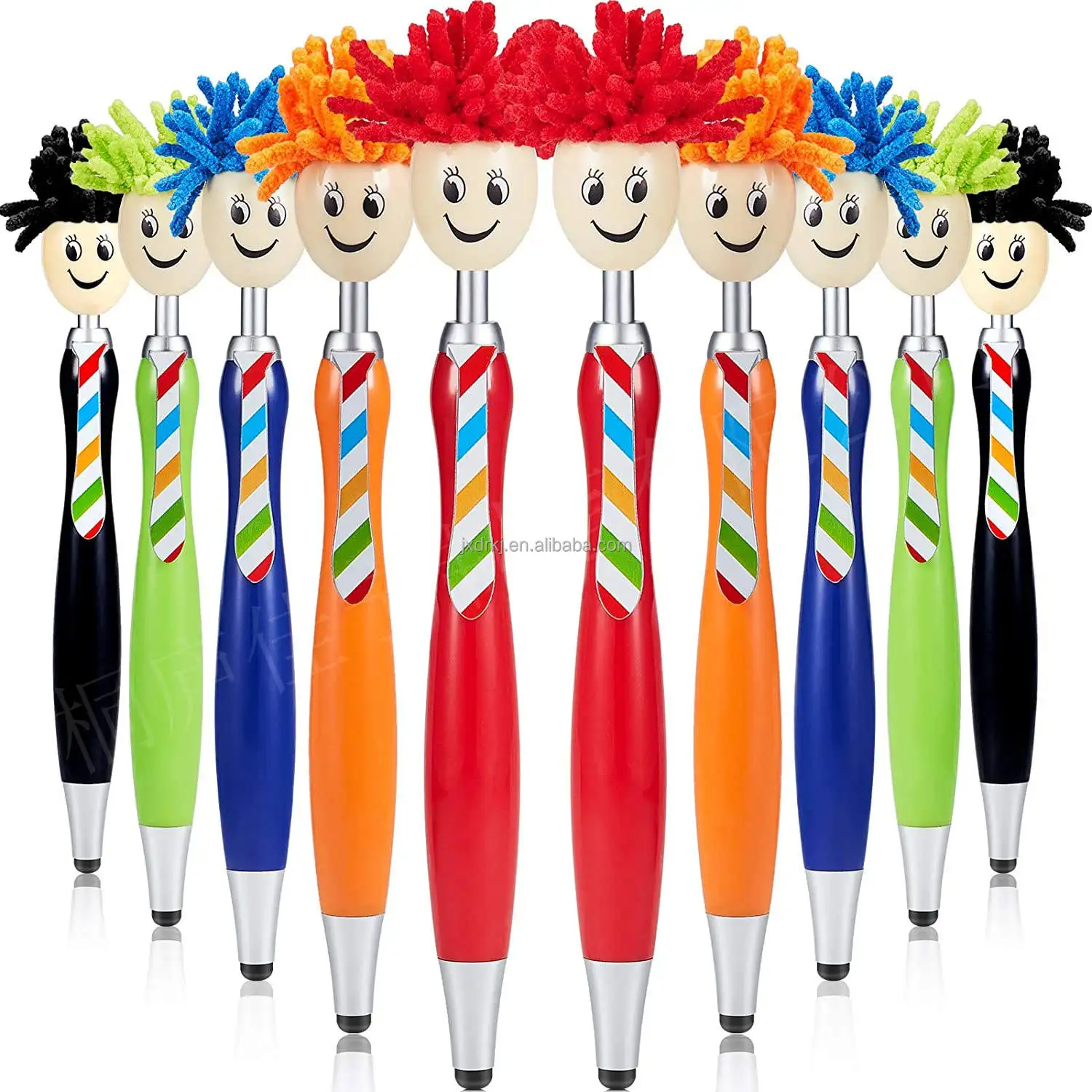 Kepala boneka Stylus layar pulpen pena Smiley pel Topper pena