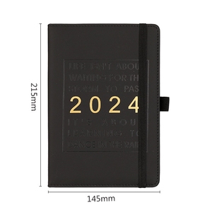 热卖高品质多功能A5记事本规划师2024聚氨酯封面定制徽标，带日记本书写日历 - Product Image 1