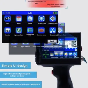 Impresora de inyección de tinta portátil inteligente en varios idiomas Tipo de placa Tij Nuevo para la fecha de producción Impresión de línea de montaje de código Qr