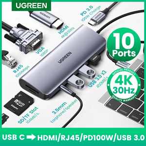 <strong>USB</strong> C HUB 10 in 1 <strong>USB</strong> Type C <strong>to</strong> HDMI 4K for UGREEN <strong>USB</strong> <strong>3.0</strong> <strong>VGA</strong> PD 3.5mm Full Function HUB for MacBook/Pro/Air iPad Pro <strong>USB</strong> C HUB - Product Image 2