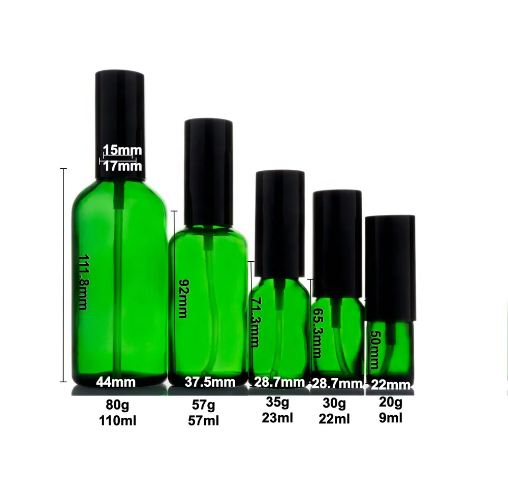 ベルリンパッケージボストンラウンドエッセンシャルオイルスプレーボトルモダンノベルデザイン50ml100mlグリーンガラス香水化粧品ボトル