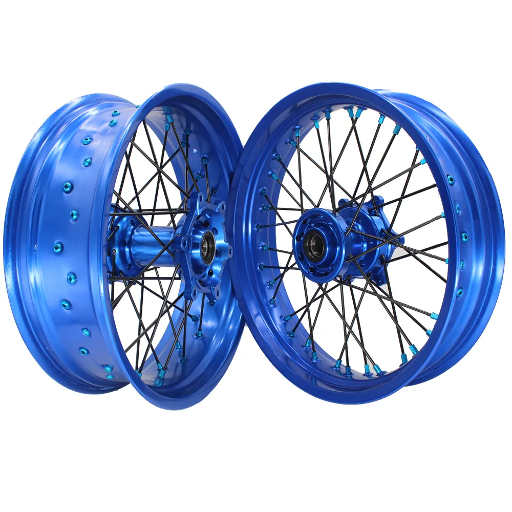 17 pollici 36 raggi anodizzazione lega blu cerchio blu mozzo moto raggio ruote ruote Supermoto per KTM EXC SXF SX 250 300 450