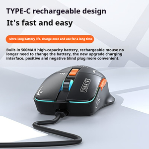 Weadn <span class=keywords><strong>Custom</strong></span> RGB Gaming <span class=keywords><strong>Mouse</strong></span> leggero ricaricabile 2.4G ottico cablato <span class=keywords><strong>USB</strong></span> Wireless per PC portatile retroilluminato stile destro