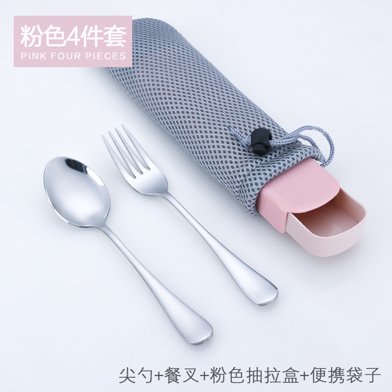 Cuillère Fourchette + Boîte à Tirer Rose + Sac