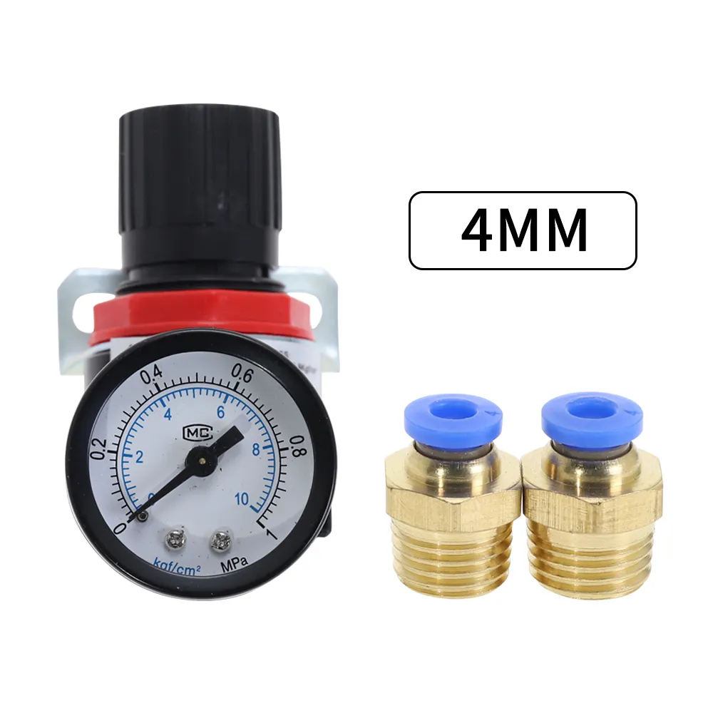 AR2000 1/4 "filo BSP valvola di riduzione del regolatore di pressione del compressore d'aria pneumatico 4MM 6MM 8MM 10MM 12MM raccordi del connettore