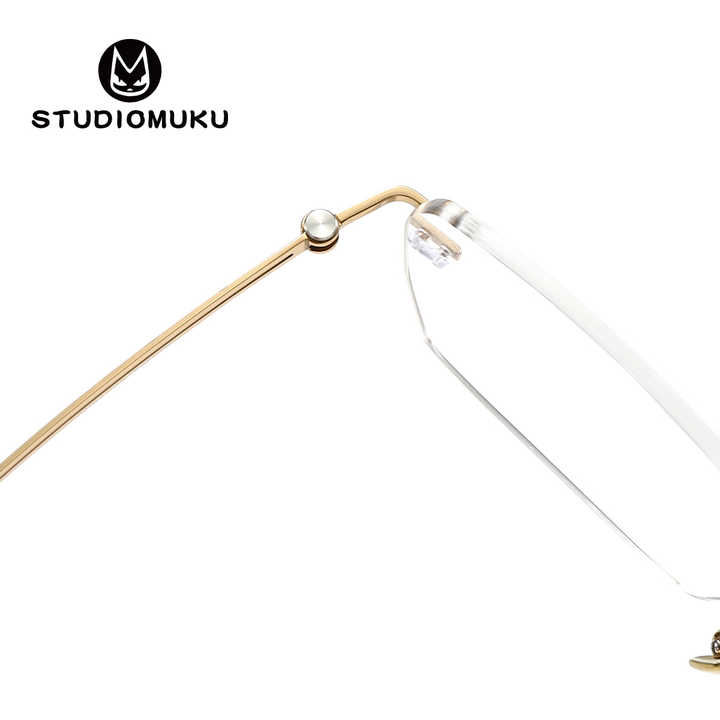 STUDIOMUKU Classic design ultra light and comfortable frameless pure titanium eyeglass frame business mens optical eyeglassframe