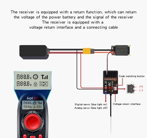 HOTRC 6CH 2.4G RC Boat trasmettitore DS-600 LCD telecomando F-06A ricevitore PWM tensione/segnale di ritorno 4-9V modello di nave giocattolo per auto - Product Image 6