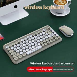 Wireless Punk Keyboard and Mouse Set <strong>Computer</strong> Apple I Pad Tablet Girls Cute Mini Small Portable Keyboard Mouse Combo - Product Image 2