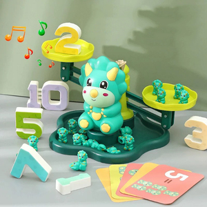 Dinosaur Voice <strong>Counting</strong> Balance Montessori Math Weights Scale Toy Educational Number Learning Game with 30pcs Arithmetic Cards - Product Image 3
