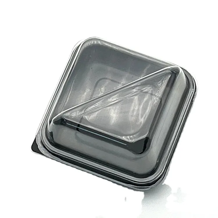 Lancheira de plástico transparente, bolo de plástico transparente da moda, doce, sobremesa, comida, lanche, caixa de almoço