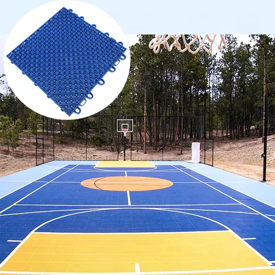Hochwertige ineinandergreifende Sportplatz oberflächen außerhalb der Basketball plätze Bodenfliesen Kunststoff boden matte
