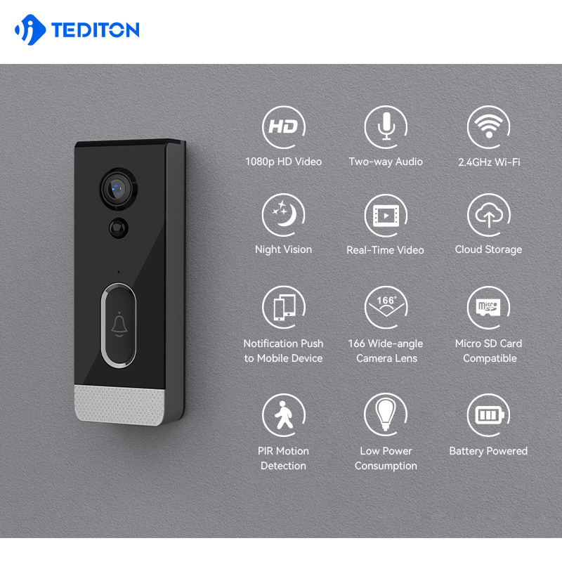 Wholesale HD 1080P Night vision Camera  WIFI Battery  Wireless Intercom ring smart video Doorbell