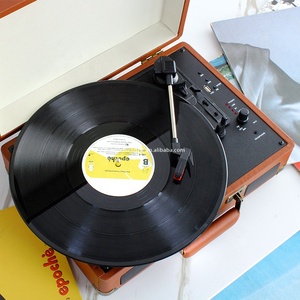 Competitive Advantage Brown Wood Color All in One Suitcase Blue Tooth CD Retro Suitcase Gramophone Turntable Vinyl Record Player - Product Image 4