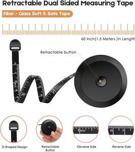 60-inch mềm thời trang màu hồng đen có thể thu vào đôi quy mô Băng đo cơ thể Nhựa Vải may vải số liệu đo lường - Product Image 3