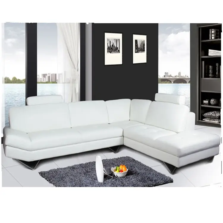 Divano ad angolo In pelle di lusso bianco moderno In India divano In legno per interni divani componibili mobili
