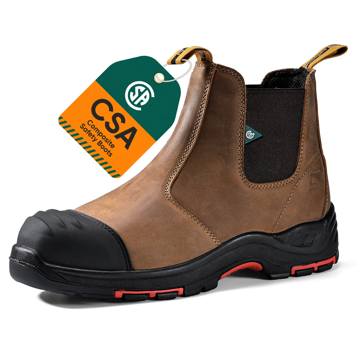 Safetoe-zapatos de seguridad de cuero a prueba de agua para hombre, botas industriales con punta de plástico compuesto, calidad Tuff