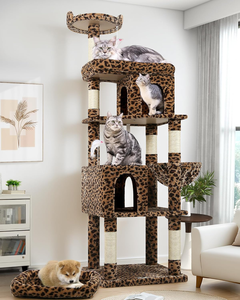 Árbol para gatos resistente y resistente para gatos grandes y Maine Coon de 20 libras + 72 pulgadas de altura 6 postes para rascar hamaca torre para gatos - Product Image 1