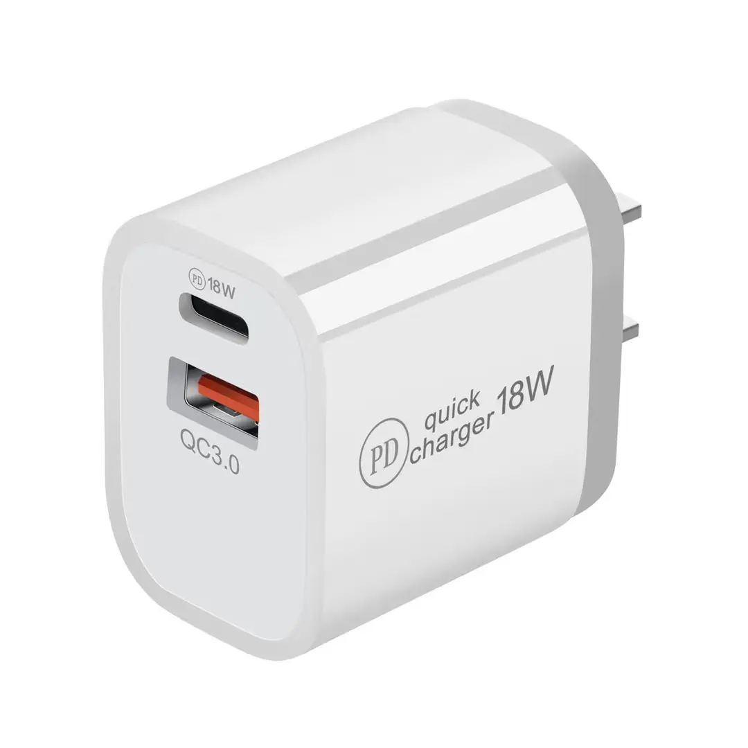 Hot Sell Wall Charger UK US Plug Type-C USB 18W 2 Port Fast Charger Portable Charger Phone Accessories