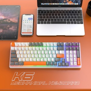 Teclado mecánico K6 100 teclas RGB 5,0 BT 2,4G con cable 3 modos de juego Teclados mecánicos inalámbricos para Tablet PC - Product Image 6