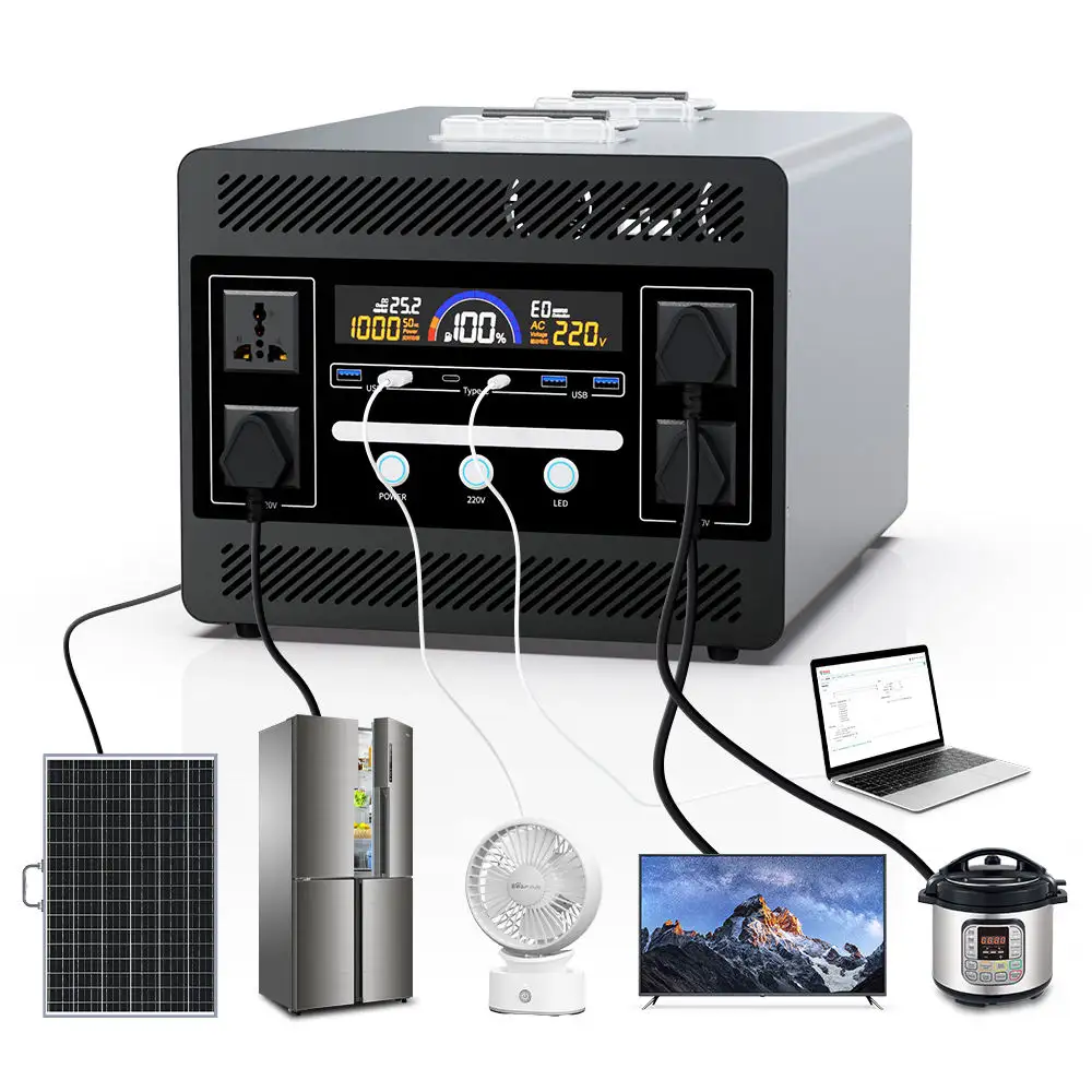Lifepo4-generador Solar portátil para exteriores, Banco de energía de 200w, 300w, 500w, 600w, 1000w y 2000w