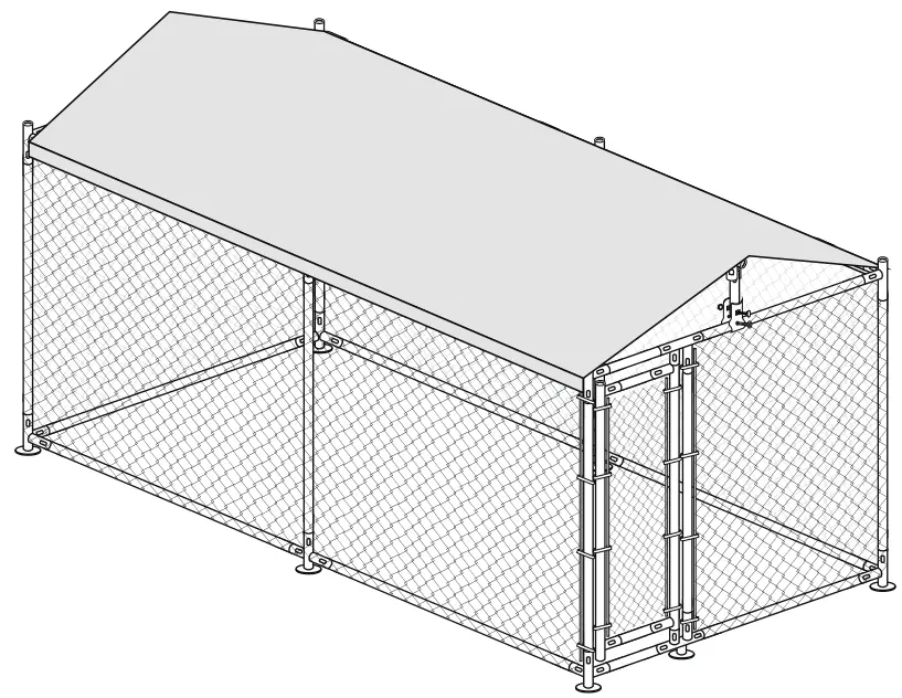 Nhiệm vụ nặng nề thép mạ kẽm kennel Kit chó kennel Pet playpen Chuỗi liên kết tập thể dục bút 1.5x4.5x2.2m với mái nhà