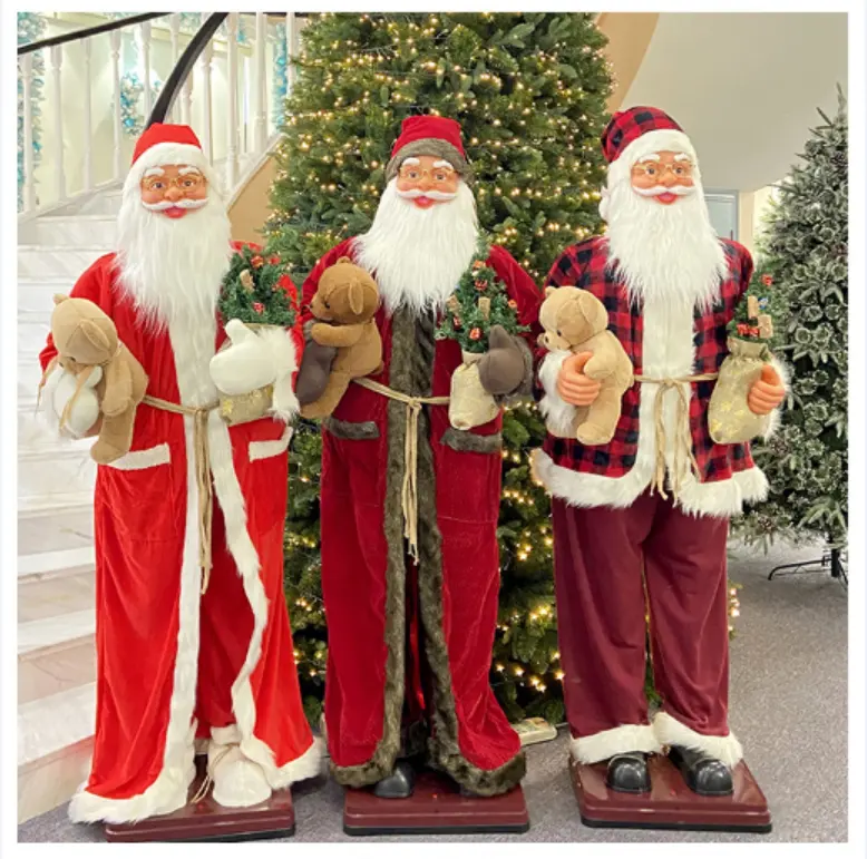 Papai noel elétrico tamanho de vida, 6 pés papai noel aninmatado com música presente para decoração de natal