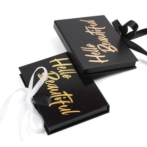 Personalizza Logo scatola di apertura in stile nastro carino scatola di imballaggio regalo federa in seta scatole sottili rettangolari
