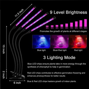 ไฟ LED ปลูกต้นไม้พร้อมไดโอด5W ขนาดเล็กหรี่แสงได้พร้อมตัวจับเวลา3H/9H/12H แสงสีแดงและสีฟ้าไฟปลูกพืชโฮมเมด - Product Image 6