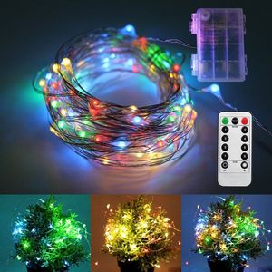 Luces de hadas con pilas a prueba de agua de 5M 10M con mando a distancia 8 modos temporizador cadena alambre de cobre LED cadena de luces - Product Image 6