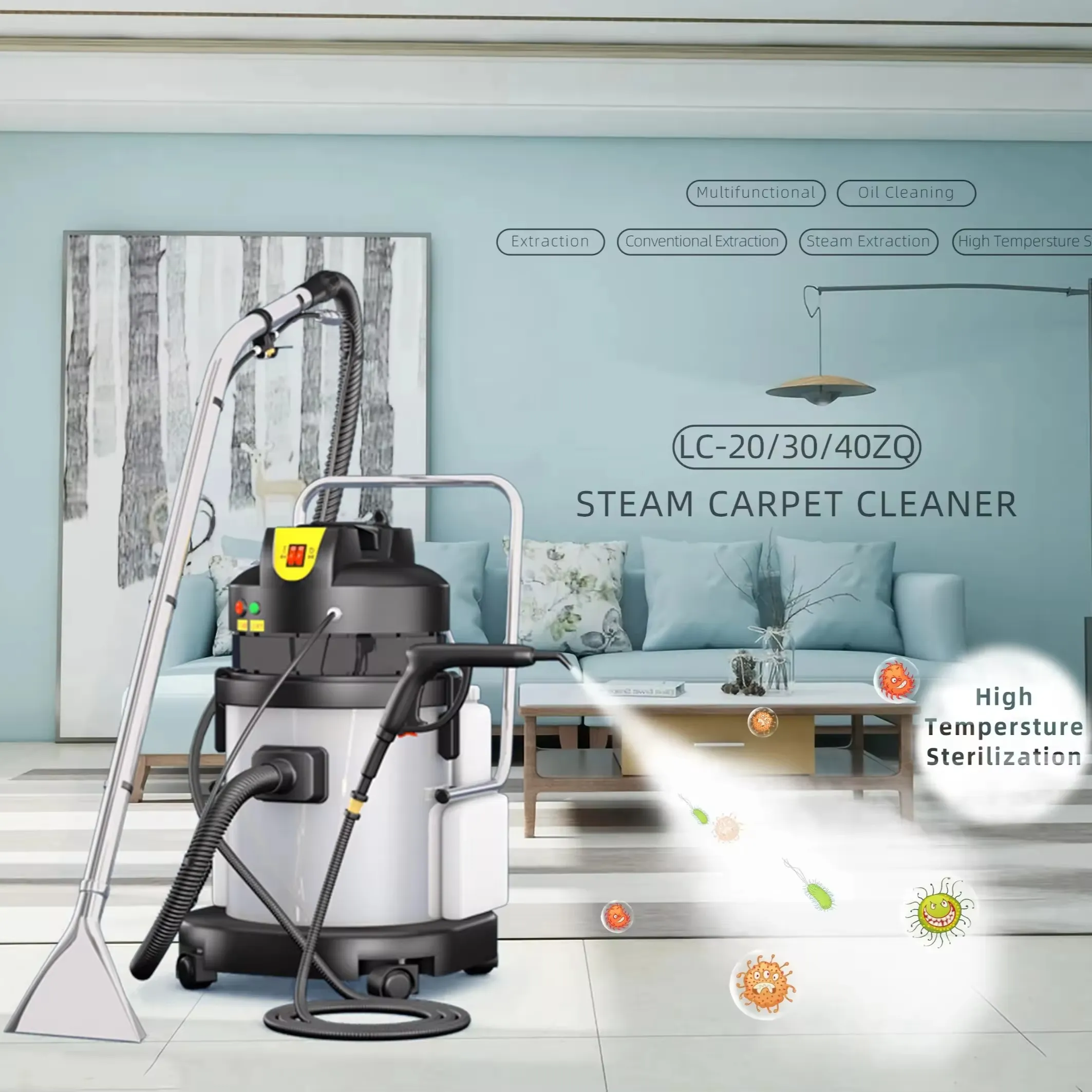 Máquina de limpieza a vapor de alfombras multicacional de 40L/máquinas de limpieza de alfombras a la venta/máquina de limpieza de alfombras a bajo precio